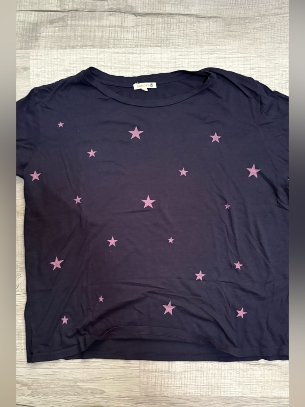 Sundry Navy Tee with Pink Star Print